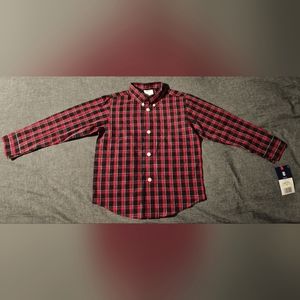 IZOD Toddler Boy Red Tartain Plaid Long Sleeve Button Down Shirt NWT 4T